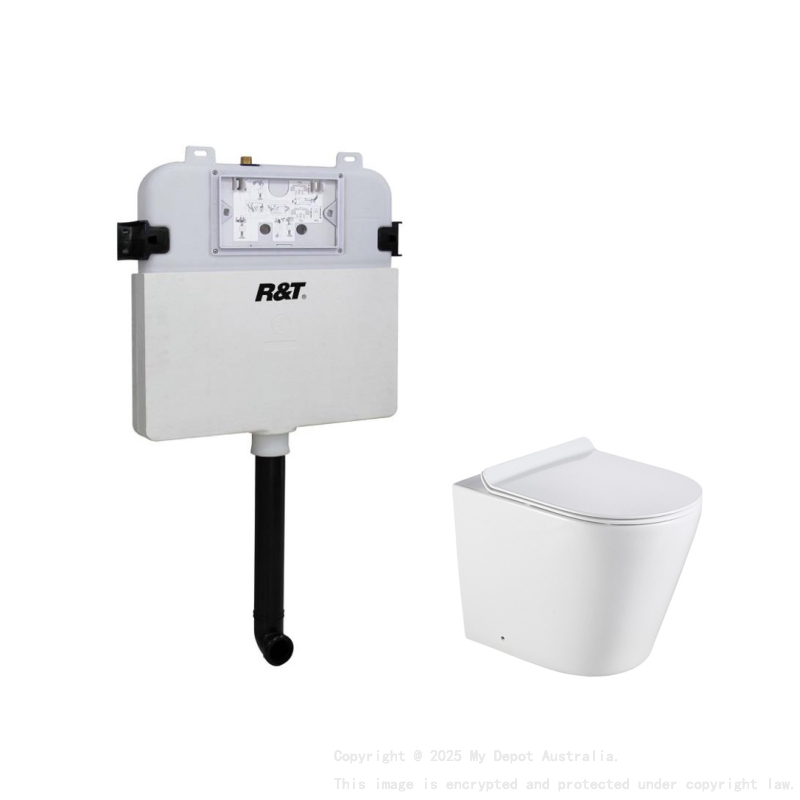 Agena R&T Inwall Floor Toilet Suite Pan:Gloss White Rimless Floor Pan