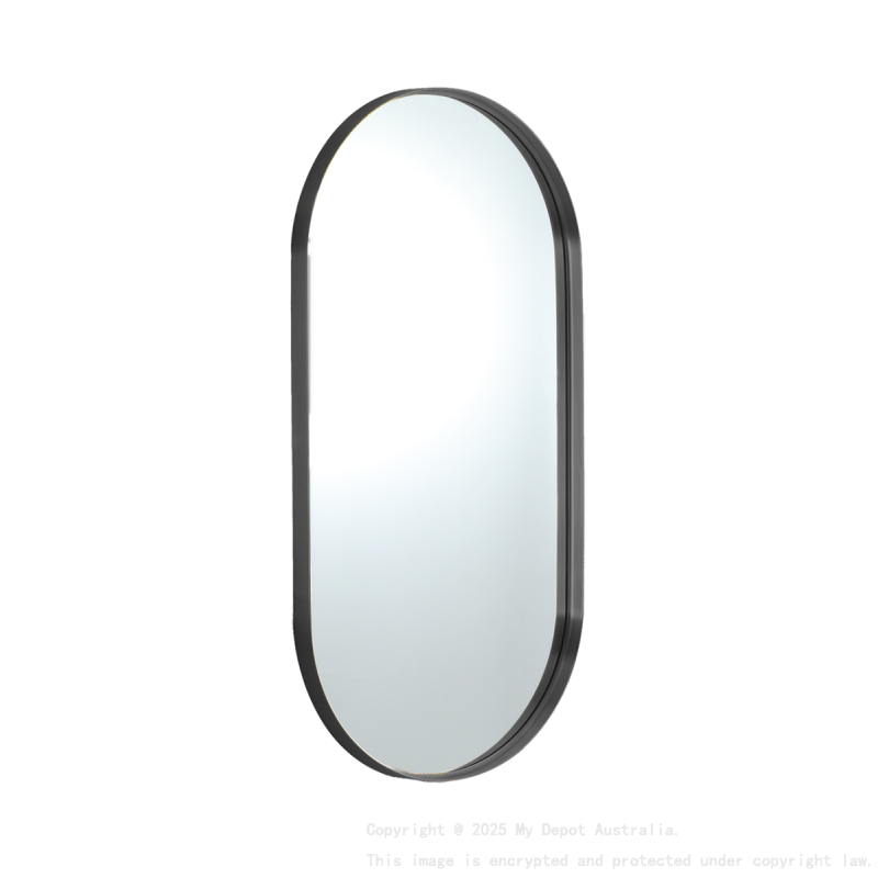 450X900X35mm Gun Metal Ellips Frame Mirror