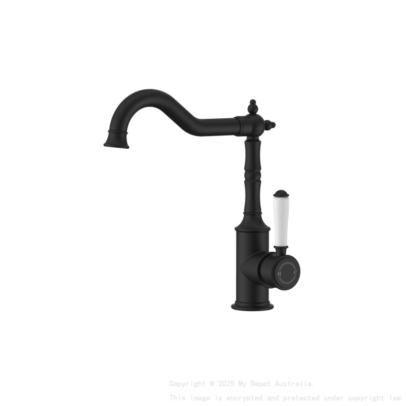 Clasico Sink Mixer Ceramic handle in Matt Black