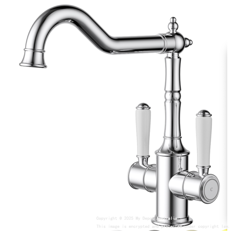 Clasico Twin Handle Sink Mixer Ceramic Handle Chrome