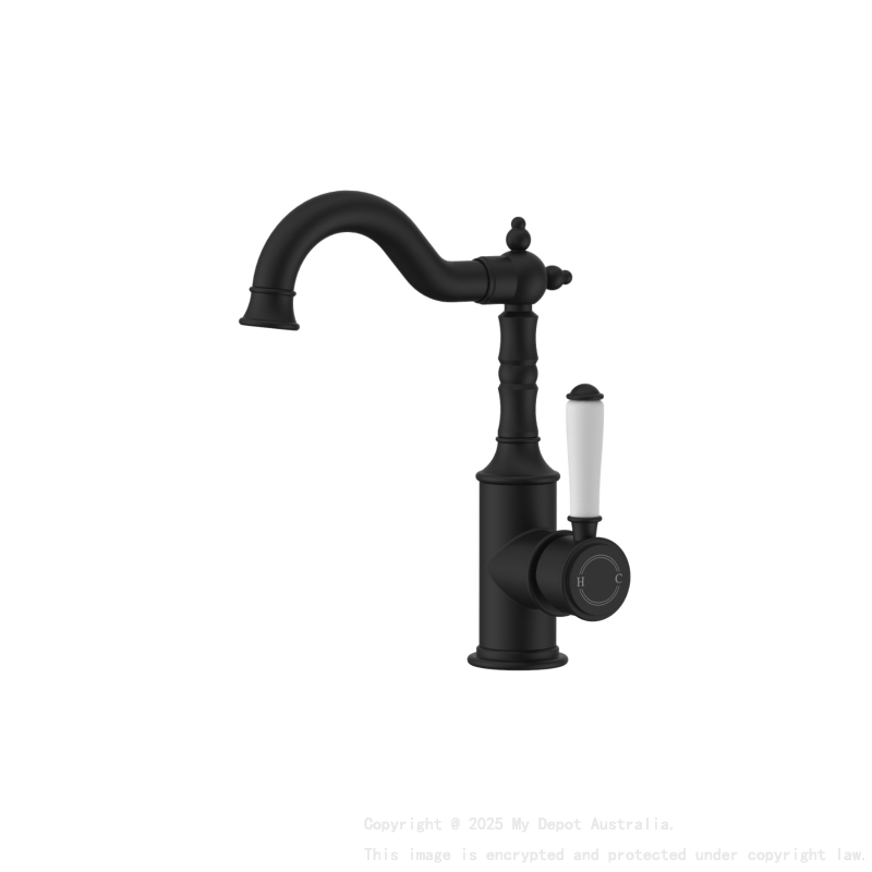 Clasico Basin Mixer Ceramic handle in Matt Black