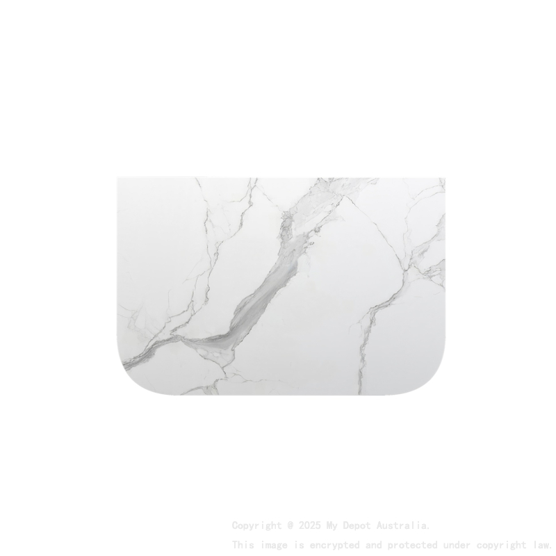 750mm White Marble Look Sintered Stone Top Matte Finish Rounded Corner Benchtop Rounded Corner