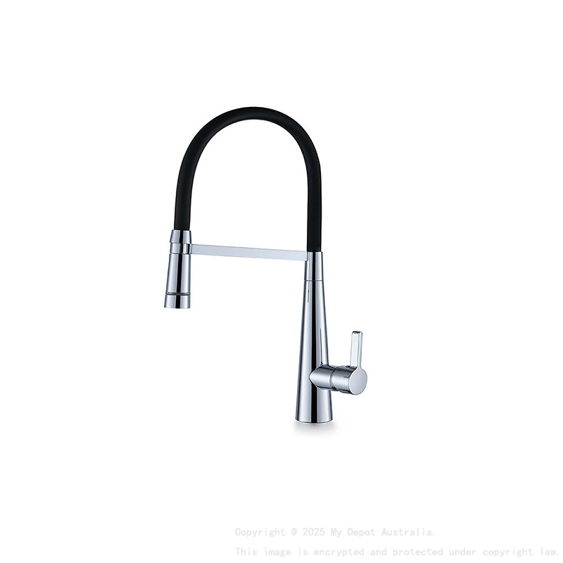 Chrome Designer Gooseneck Pull Out Kitchen Mixer With LED