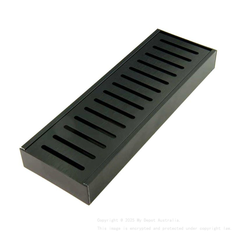 300x100x26mm Lauxes Aluminium Midnight Wide Floor Grate Black