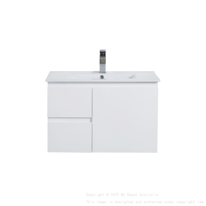 740*455*480mm Gloss White Alpha Wall Hung PVC Vanity,Left Hand Drawers