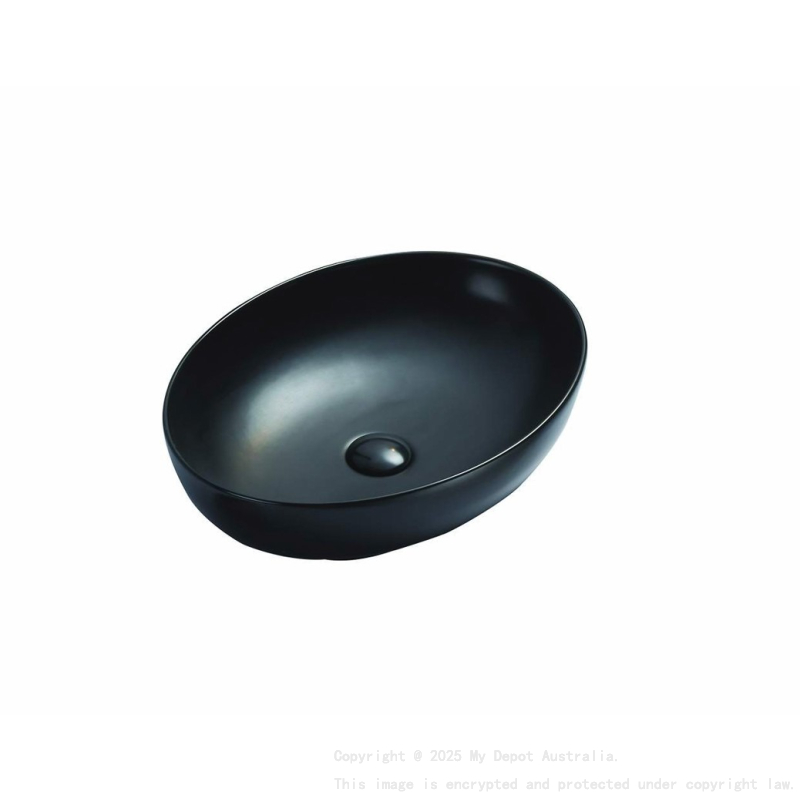 520*395*130mm Matt Black Carey Fine Ceramic Above Counter Basin No Overflow 32mm Waste