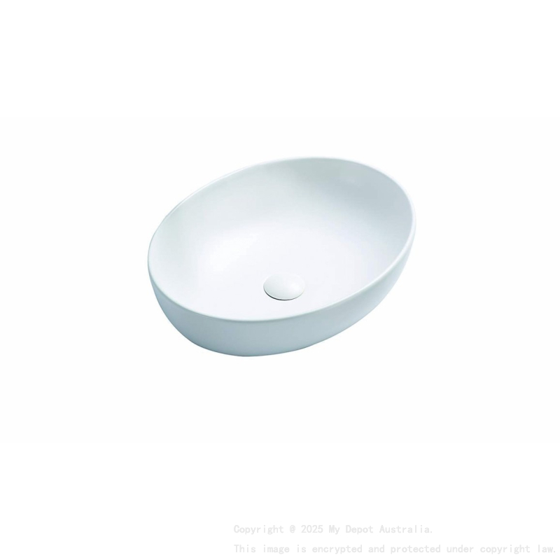 520*395*130mm Matt White Carey Fine Ceramic Above Counter Basin No Overflow 32mm Waste