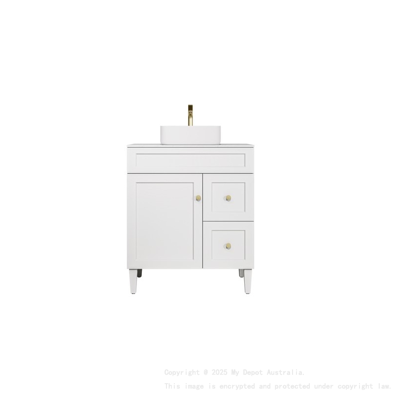 740X455X860mm Matte White Harold Federation Free Standing PVC Cabinet Right Hand Drawers