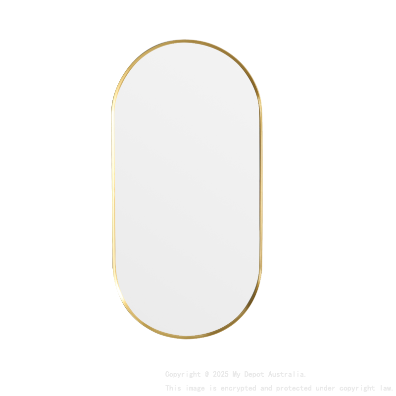 450X900X35mm Brushed Gold Ellips Frame Mirror