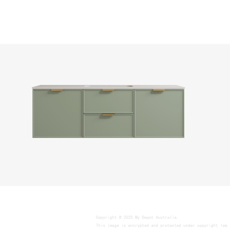 1190*455*560mm Olive Green Madura Federation Wall Hung PVC Cabinet Left Hand Drawers