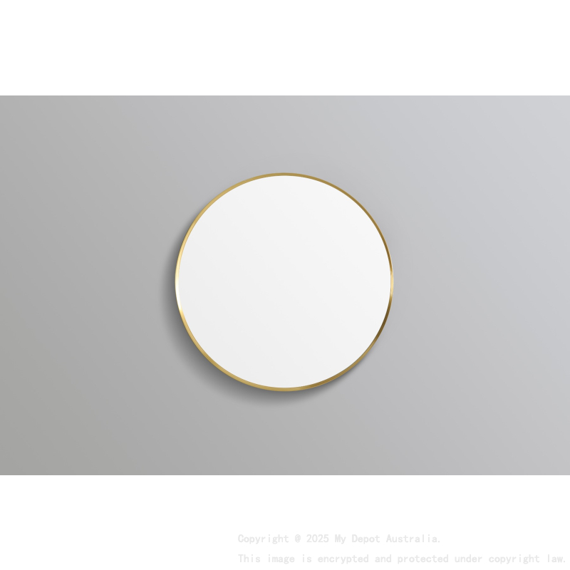 600X600X35mm Burshed Gold Orbis Frame Mirror