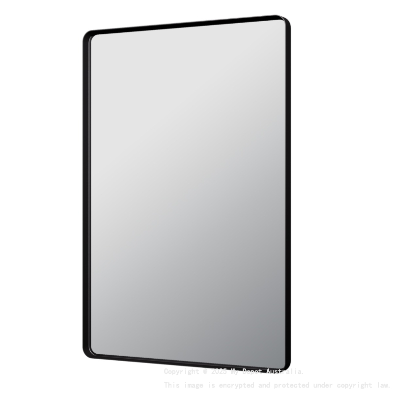600X900X35mm Matt Black Recta Framed Mirror