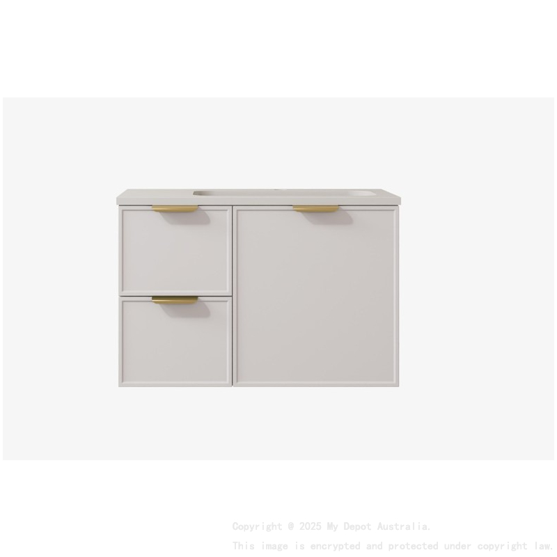 740*455*560mm Matte White Madura Federation Wall Hung PVC Cabinet Left Hand Drawers