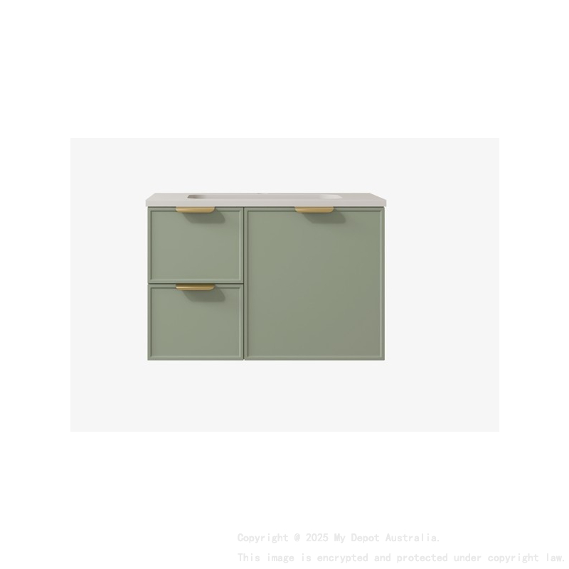 740*455*560mm Olive Green Madura Federation Wall Hung PVC Cabinet Left Hand Drawers