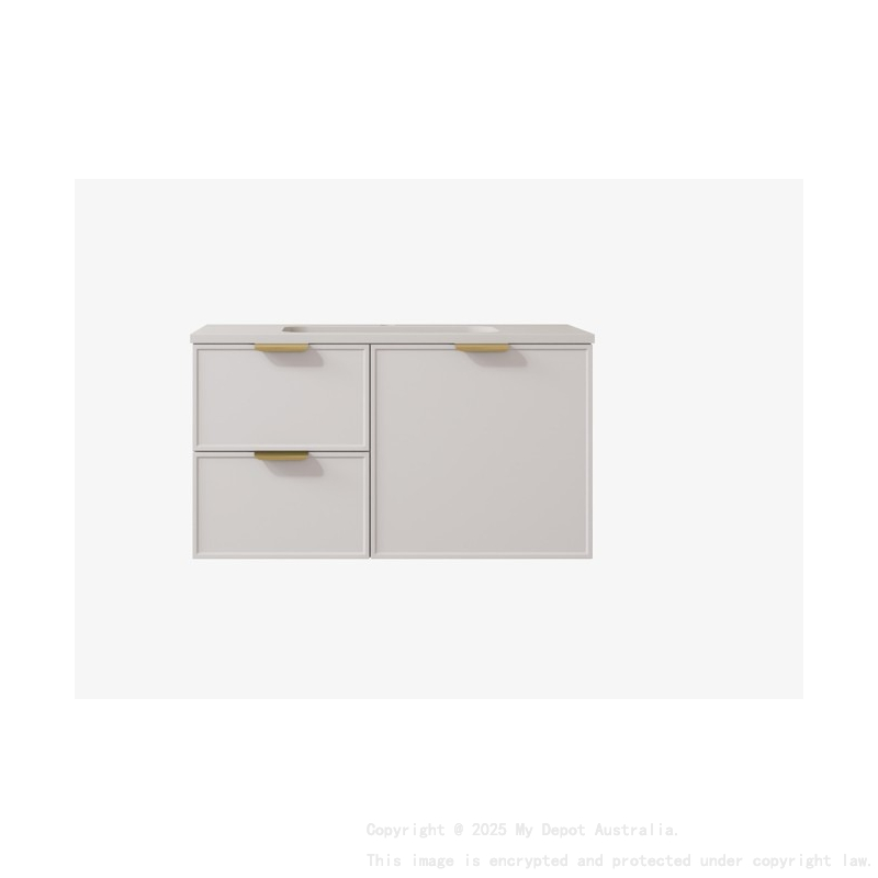 890*455*560mm Matte White Madura Federation Wall Hung PVC Cabinet Left Hand Drawers