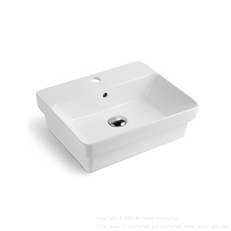 495*400*150mm Gloss White Kliff Fine Ceramic Insert Basin Tap Hole Overflow 32mm Waste