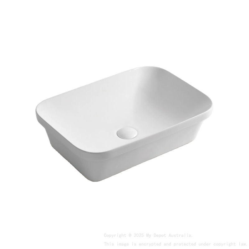 605*368*148mm Gloss White Kliff Fine Ceramic Insert Basin No Overflow 32mm Waste