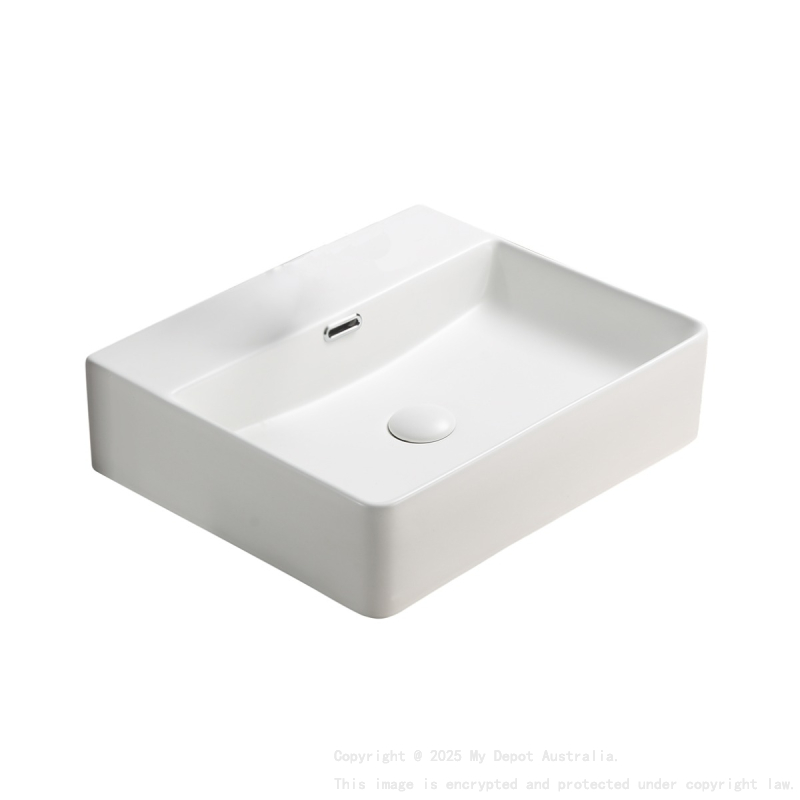 515*425*135mm Matt White Kliff Fine Ceramic Wall Hung/Above Counter Basin No Tap Hole With Overflow 32mm Waste No Tap Hole