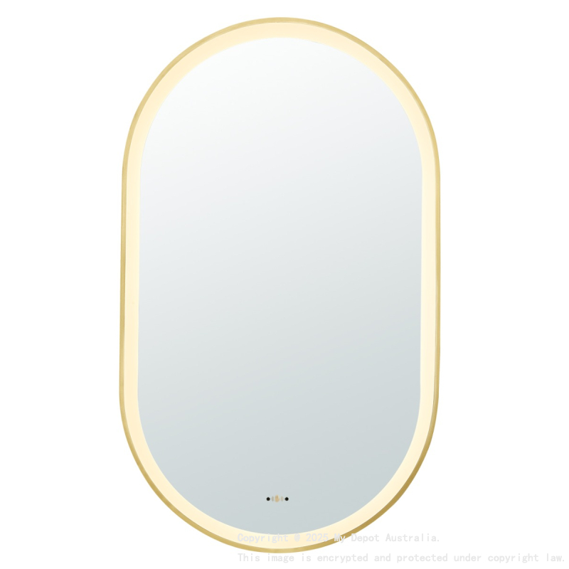 450(W)*900mm(H) Brushed Gold Ellips Framed LED Mirror