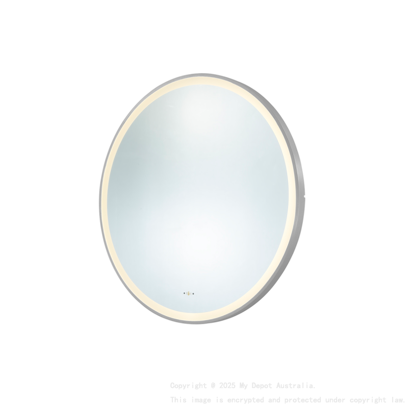 800X800X32mm Brushed Nickle Orbis Framed LED Mirror