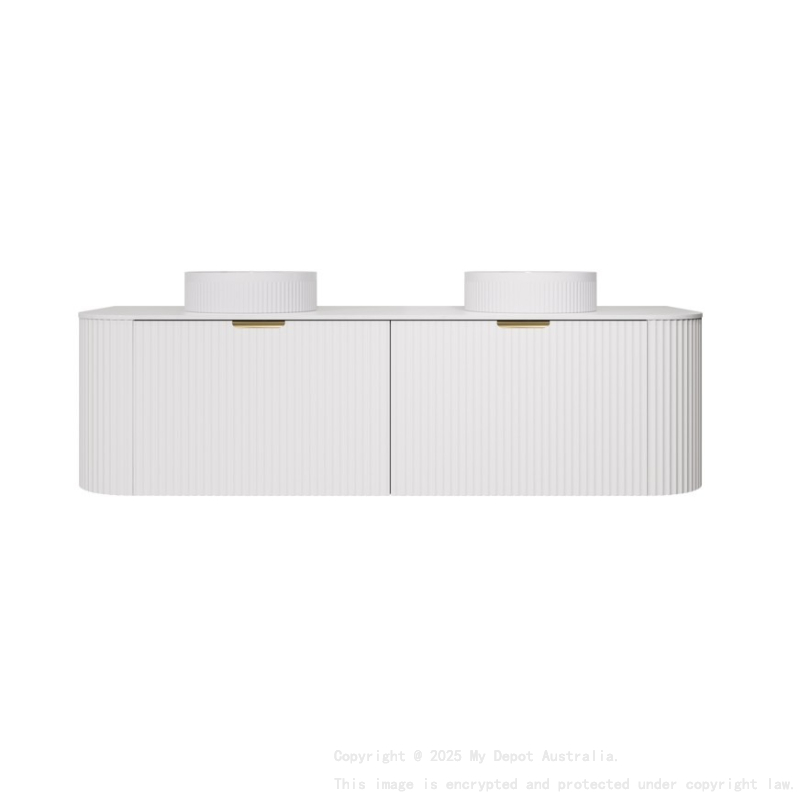 1490X455X400mm Matte White Agena Modern Fluted Wall Hung Vanity PVC Cabinet