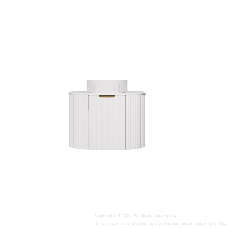 590X455X400mm Matte White Agena Modern Fluted Wall Hung Vanity PVC Cabinet