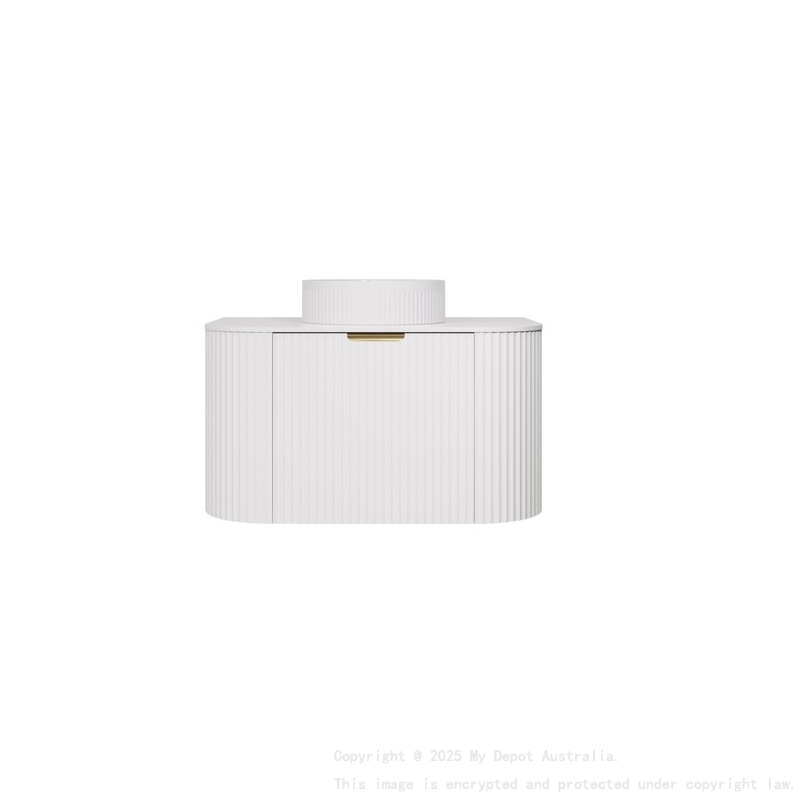 740X455X400mm Matte White Agena Modern Fluted Wall Hung Vanity PVC Cabinet