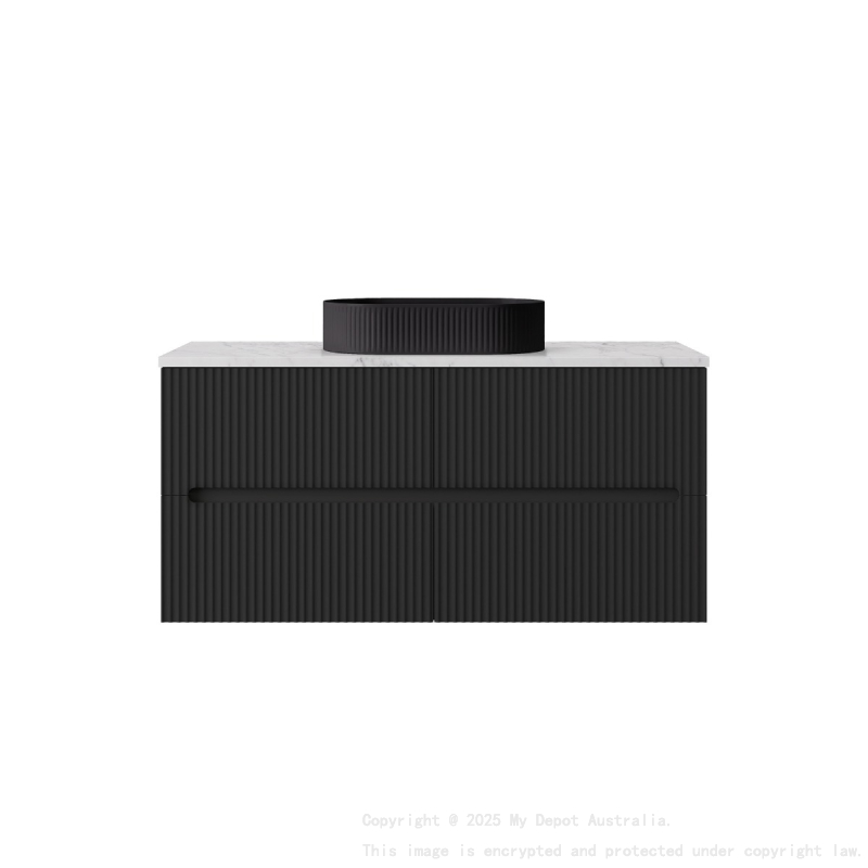 1190*455*540mm Matte Black Cabarita Morden Wall Hung PVC Cabinet For Single Bowl Only