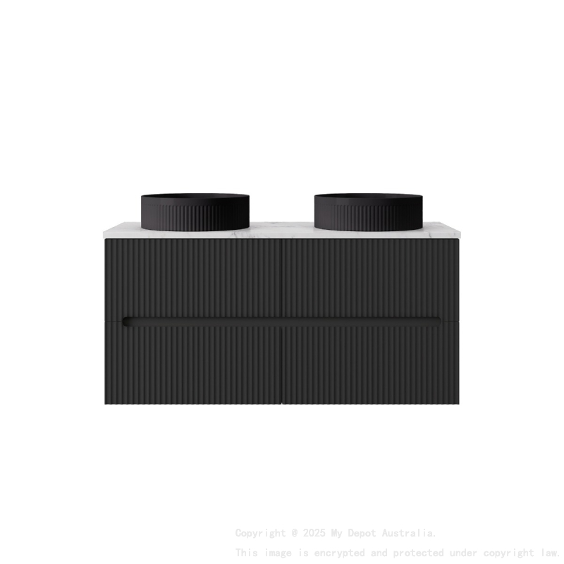 1190*455*540mm Matte Black Cabarita Morden Wall Hung PVC Cabinet For DoubleBowl Only