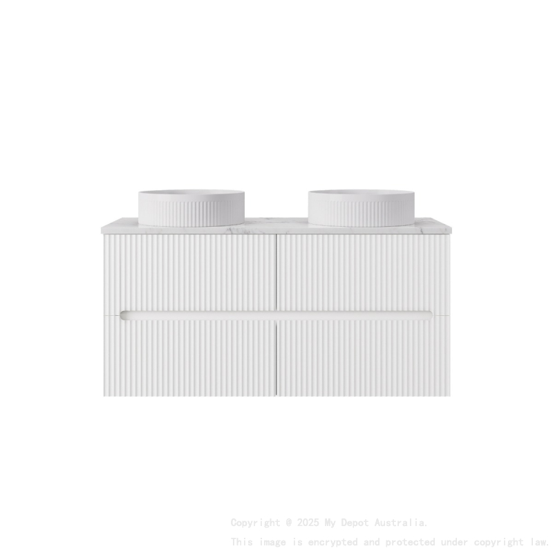 1190*455*540mm Matte White Cabarita Morden Wall Hung PVC Cabinet For Double Bowl Only