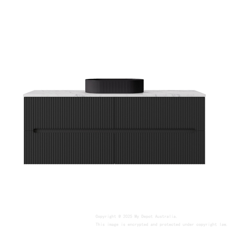 1490*455*540mm Matte Black Cabarita Morden Wall Hung PVC Cabinet For Single Bowl Only