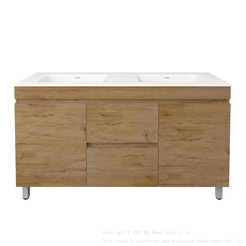 1490X455X710mm Camden Modern Free Standing Cabinet Prime Oak Soft Closing Finger Pull Doors Middle Drawers