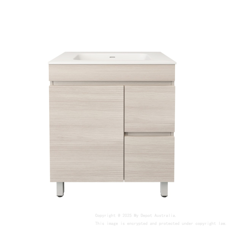 740X455X710mm Camden Modern Free Standing Cabinet Coastal Oak Soft Closing Finger Pull Door Right Hand Drawers