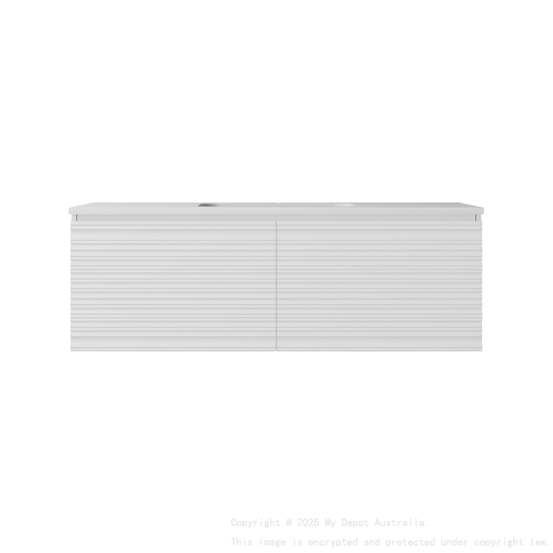 1190x455x400mm Matte White Sedona Modern Fluted Wall Hung PVC Cabinet