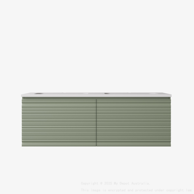 1190x455x400mm Olive Green Sedona Modern Fluted Wall Hung PVC Cabinet