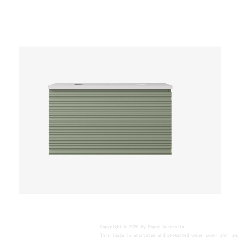 740x455x400mm Olive Green Sedona Modern Fluted Wall Hung PVC Cabinet Left Hand Drawers