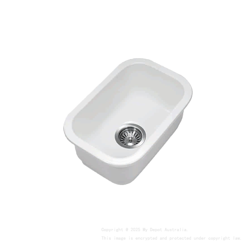 Size:330*483*184mm Gloss White Elba Fine Fireclay Bar Sink Grid And Waste Included