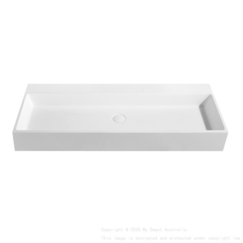 1100*420*130mm Matt White Crete Solid Surface Stone Wall Hung Basin None Overflow 32mm Waste