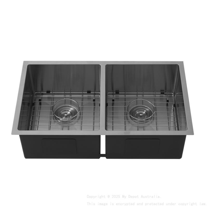 Bowl Size:350X400X230mm Overall Size:775X450X230mm Gun Metal Kliff Hand Made Stainless Steel Sinks