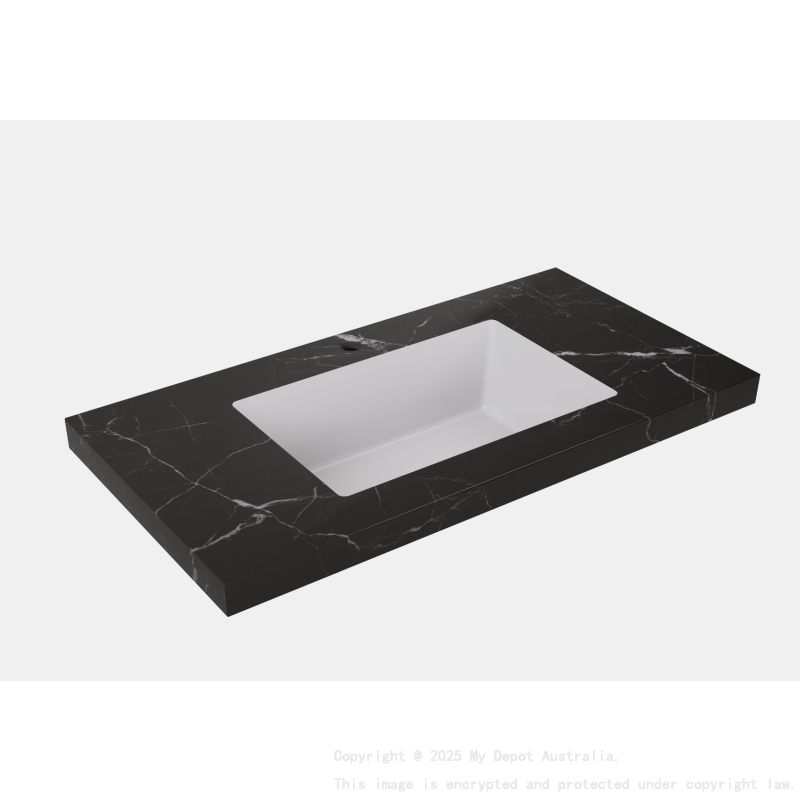 905X465X50mm Calacatta Night Black Sintered Stone Semless Joined With Fine Ceramic Basin Stone Single Bowl