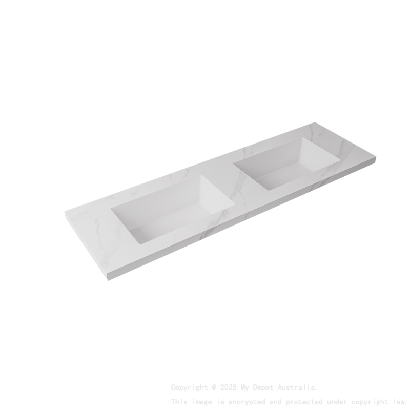 1500x460x190mmCarrara White Sintered Stone Seamlessjoined With Fine Ceramic Basin Double Bowl No Tap Hole