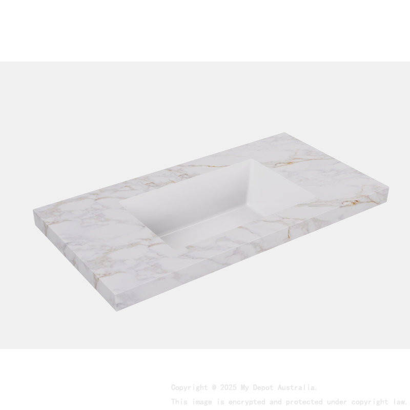 605X465X50mm Carrara Gold Sintered Stone Semless Joined With Fine Ceramic Basin Stone Single Bowl No Tap Hole