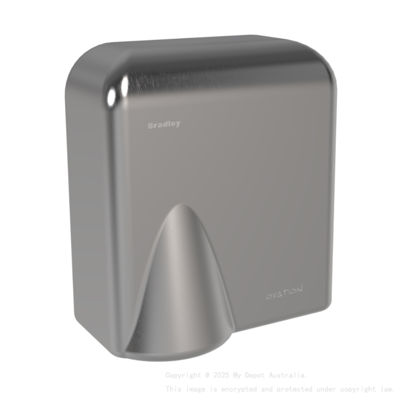 225WX282H X160Dmm Bradley Australia Map Auto Satin SS Hand Dryer