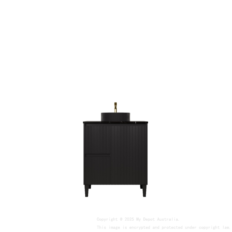 740x455x860mm Matte Black Crete Modern Free Standing Vanity Left Hand Drawers