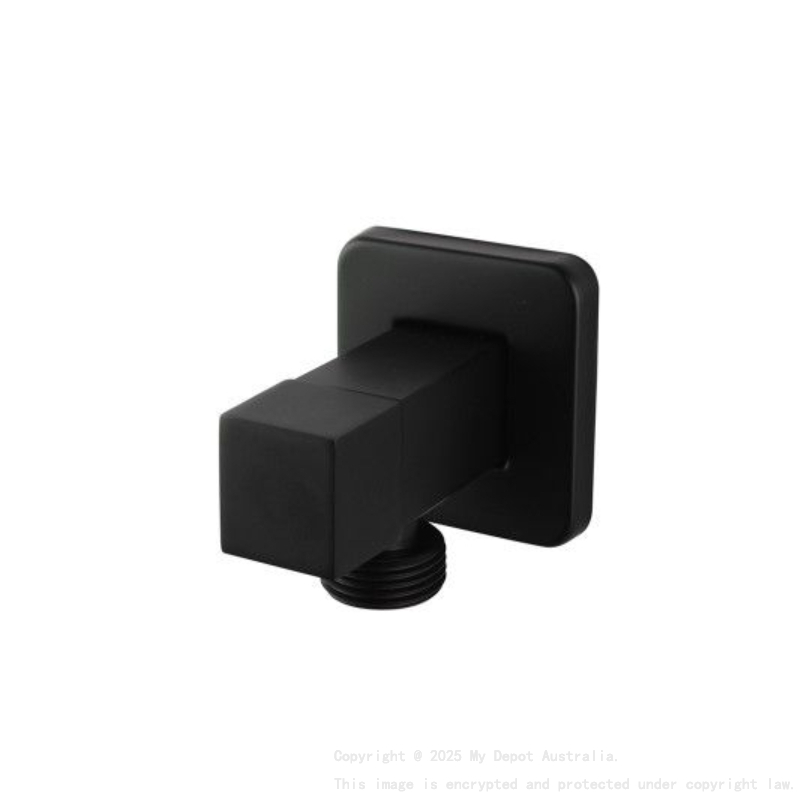 Laundry Square Black 1/4 Turn Washing Machine Stop Tap Pair