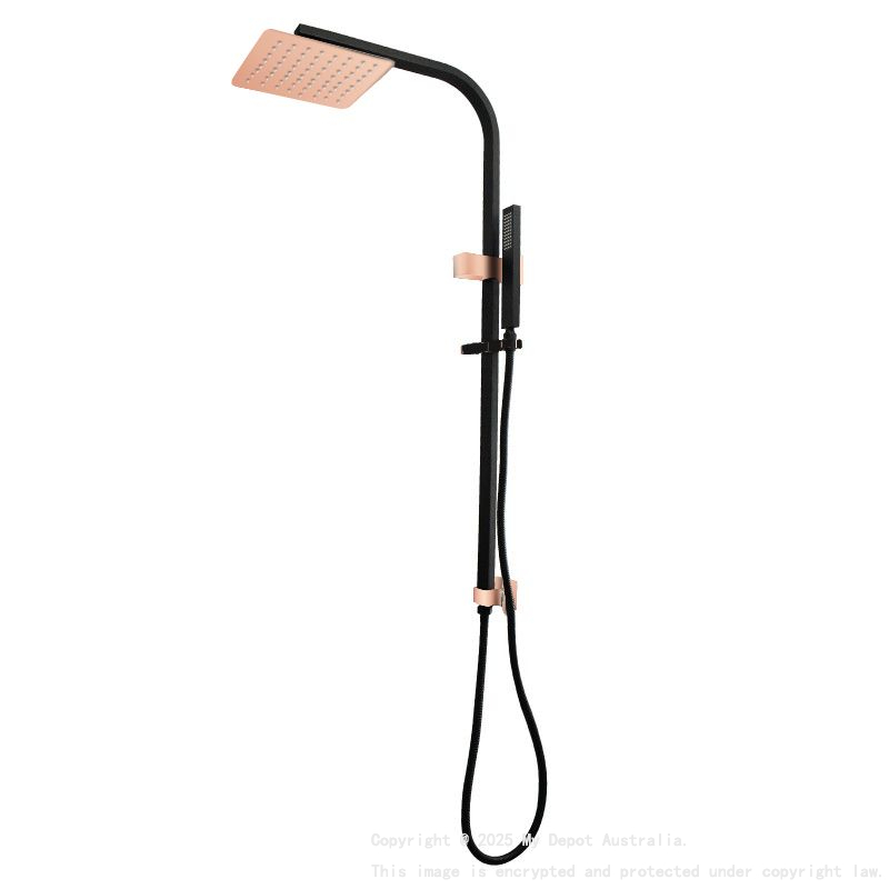 8'' Square Black Rose Gold Shower Station Top Water Inlet