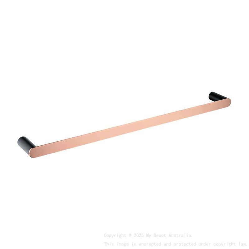 600mm 304 Stainless Steel Black & Rose Gold Single Towel Rail