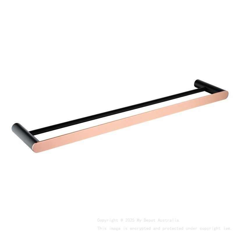 800mm 304 Stainless Steel Black & Rose Gold Double Towel Rail