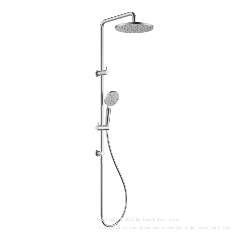 Otus Round Multi-Function Shower Set Brushed Nickel,304SS Stainless Steel Rail, 250mm ABS Shower Head,1.5m PVC Hose