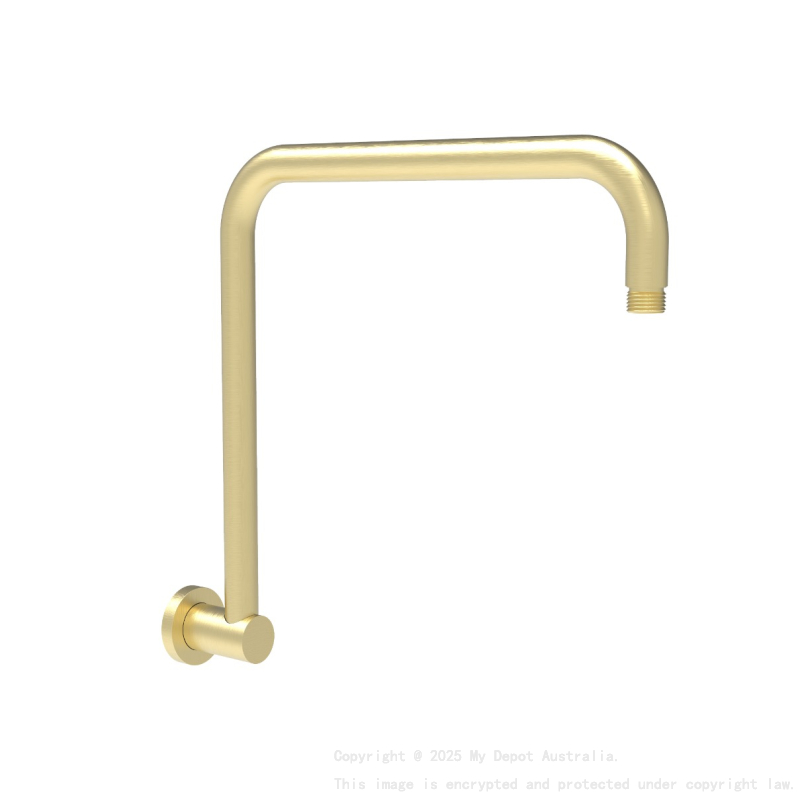 Round Rectangle Curved Shower Arm Brushed Gold